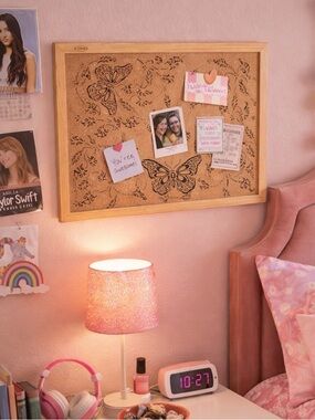 Vintage ROSEART Butterfly Corkboard with Wooden Frame